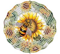 Bumble Bee on Sunflower Novelty Metal Wind Spinner