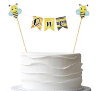 Bumble Bee One Cake Topper Banner,Pre-Strung Bee 1st Birthday Cake Bunting Topper,Happy First Birthday Bee Honey Theme Baby Shower Party Decorations