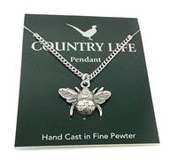 Bumble Bee Pendant with Chain (Silver Pewter Bumblebee Necklace Made in The UK)