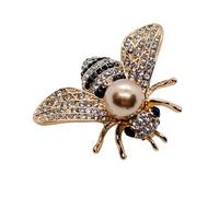 Bumble Bee Pin Badge Wasp Insect Brooch Garden Floral Honey Diamante Crystal Lapel Badge Jacket Nature Honeybee Jewellery Beautiful Women's Girl's Cute Shiny Flower (Black & Silver Diamante)