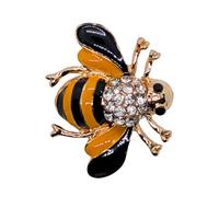 Bumble Bee Pin Badge Wasp Insect Brooch Garden Floral Honey Diamante Crystal Lapel Badge Jacket Nature Honeybee Jewellery Beautiful Women's Girl's Cute Shiny Flower (Black & Yellow)