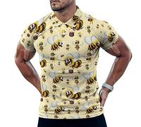 Bumble Bee Polo Shirt for Men Collared Short Sleeve T Shirt Golf Shirt Slim Fit Tee Top 3XL