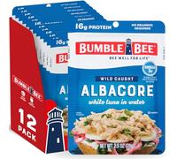 BUMBLE BEE Premium Albacore Tuna Pouch in Water, Tuna Fish, High Protein Food, Keto Food and Snacks, Gluten Free, 2.5 Ounce Pouches (Pack of 12)