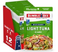 BUMBLE BEE Premium Light Tuna Pouch in Water, Ready to Eat Tuna Fish, High Protein, Keto Food and Snacks, Gluten Free, 5 Ounce (Pack of 12)