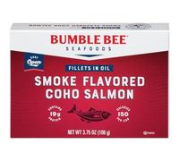 Bumble Bee Smoked Red Coho Salmon Fillets in Oil, 3.75 oz | 19g Protein per Can, Omega-3 Rich, Gluten Free, Keto & GLP-1 Friendly, Skinless & Boneless, Ready to Eat