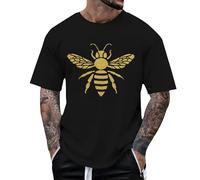 Bumble Bee T-Shirt Novelty Short Drop Sleeve Graphic Printed Graphic Shirt Funny Hip Hop Streewear Tops Beekeeper Gift Summer Tops Black