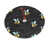 Bumble Bees Christmas Tree Skirt, Xmas Tree Mat Base Cover Christmas Ornament For Festive Holiday Party Decoration