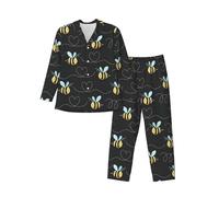Bumble Bees Men'S Pajama Set, Cozy Long Sleeve For Men S-Xxl For Daily Wear At Home, Weekend Getaways, Black, Medium