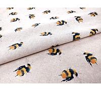 Bumble Bees Poly Linen Fabric by The Metre - Crafting Material - Upholstery, Furnishings, Patchwork - Fat Quarter, Metres and Half Meter - (100cm x 140cm Full Metre)