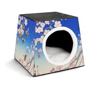 Bumble Bees Print Cat Bed for Indoor Cats - Foldable Cat & Dog House with Removable Cozy Cushion, Waterproof Oxford Washable Pet House for Small Pets 13.8" X 13.8" X 11.8"
