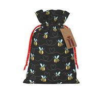 Bumble Bees print Christmas Packing Bag Linen Bags with Drawstring Wedding Present Bag