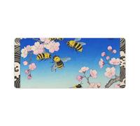 Bumble Bees Print Desk Mat with Stitched Edges, Rubber Mouse Mat for Keyboard Mats Non-Slip Waterproof Desk Pad Office Supplies Large Gaming Mouse Pad for Home Work