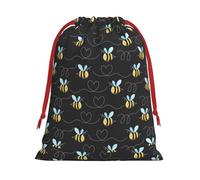 Bumble Bees Print Drawstring Present Bag Wrapping Reusable Bag Present Wrap Bags for Christmas