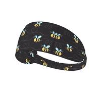 Bumble Bees Print Elastic Exercise Headband - Fashion Sports Head Wrap for Yoga, Running, Cycling, Gym, Tennis