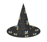 Bumble Bees print Halloween Witch and Wizard Hat Witch Costume for Theme Decoration Halloween Party