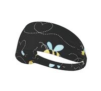 Bumble Bees Print Headband, Elastic Sports Hairband, Moisture Wicking Headband, Women's Running Headband