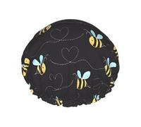 Bumble Bees Print Shower Cap for Women & Men - Reusable, Double Layer, Breathable, Hair Bath Cap L