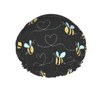 Bumble Bees Print Soft Shower Cap for Women, Reusable Environmental Protection Hair Bath Caps
