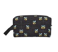 Bumble Bees Print Storage Bag - Toiletry & Cosmetic Travel Organizer Pouch with Zipper - Reusable Canvas Makeup