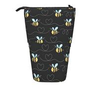 Bumble Bees print Telescopic pencil case, fit for multi-functional pencil makeup bag storage bag and wallet