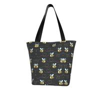 Bumble Bees Print Tote Bag For Women, Reusable Large Ladies Shoulder Bag Large Capacity Shopping Totes Fasion Handbag For Office, Shopping, Travel