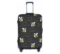 Bumble Bees print Trolley Suitcase Protective Cover Luggage Protective Cover Unique Double Sided Pattern, White, Large, White, Large