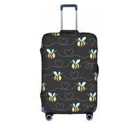 Bumble Bees print Trolley Suitcase Protective Cover Luggage Protective Cover Unique Double Sided Pattern, White, L