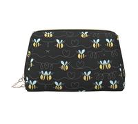 Bumble Bees Printed Cosmetic Organizer, Shockproof Beauty Case Featuring Wide Zipper Opening for Travel