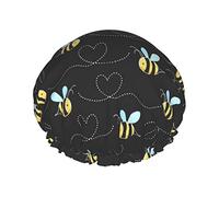 Bumble Bees Printed Shower Caps For Women,Reusable Elastic Bath Caps,Double WaterproofBathing Shower Hat