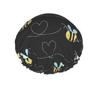 Bumble Bees Shower Cap With Elasticated, Waterproof Double-Layered Reusable, Ear Muffs For Men, Women Wo men.