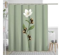 Bumble Bees Shower Curtain Set, Modern Minimalist Flowers Shower Curtain, Insect Bathroom Decor, Bath Polyester Fabric Decorative 72''x78''