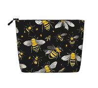 Bumble Bees Single Layer Linen Like Makeup Bag, Lightweight and Cute, Easy to Use