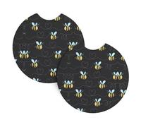 Bumble Bees Stylish Car Cup Coasters â€“ Decor Accessories for Clean and Car Decor, Cute Cup Holder Coasters for Men and Women