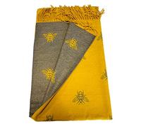 BUMBLE BEES SUPER SOFT MUSTERD SCARF WITH BEAUTIFUL TASSELS REVERS ABLE SOFT AND WARM SCARF