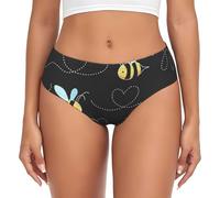 Bumble Bees Women'S Briefs - Comfortable And Stylish Underwear For Everyday Wearl, Low Rise Briefs, Stretchy Briefs, Premium Quality Briefs, Breathable Underwear Black