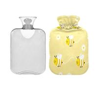 Bumble Bees Yellow Cute Cute hot Water Bottle with Soft Cover 2L hot compresses for The Body for Hot and Cold Therapies Menstrual Cramps bolsas para agua Caliente