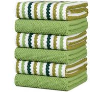 Bumble Kitchen Towels 6 Pack 100% Cotton 16"x26" - Sage Wide Stripe