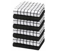 Bumble Premium Cotton Dish Cloths (12" x 12") Black Check Design | Highly Absorbent, Natural Ring Spun Cotton | Kitchen Dish Towel Set | 380 GSM - 8 Pack