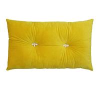 Bumble Rectangular Bee Scatter Cushion - Yellow - Faux Velvet Look and Feel - Jewelled Metal Bee Buttons - Polyfilled - 100% Polyester - 30 x 50cm (12" x 20" inches) - Made by Riva Paoletti