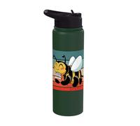 Bumblebee Books Reading Cute Learning Joy Nature Charm Bee Stainless Steel Insulated Water Bottle