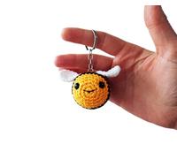 Bumblebee Cute Car Ornament, Crochet Handmade Rear View Mirror Holder Hanging Accessories, Bag Ornament, Yellow, 2 inch / approx 5 cm
