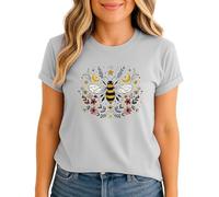 Bumblebee Floral Celestial Womens Graphic T-Shirt Nature Insect Whimsical Tee