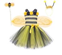 Bumblebee Girl Costume for Halloween - Yellow Bee Insect Fancy Dress with Tutu Skirt & Accessories, Carnival, Themed Party & Dance Performance Outfit for Kids