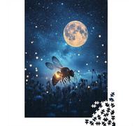Bumblebee In Moonlight Jigsaw Puzzle for Adults, 1000 Pieces, 52x38cm/1000pcs, Smooth White Cardboard Pieces; A Calm After-work Activity