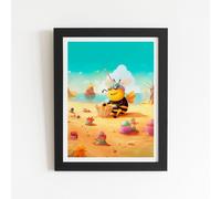 Bumblebee On A Beach Holiday Framed Art Print Warren Reed - Designer Black W8 inch x H10 inch