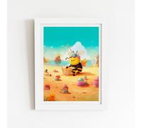 Bumblebee On A Beach Holiday Framed Art Print Warren Reed - Designer White W16 inch x H24 inch