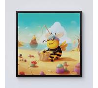 Bumblebee On A Beach Holiday Framed Canvas Warren Reed - Designer Black w10_inch_x_h10_inch