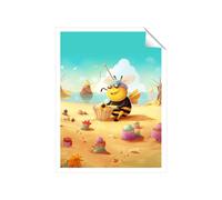 Bumblebee On A Beach Holiday Unframed Art Print Warren Reed - Designer Multi W12 inch x H16 inch