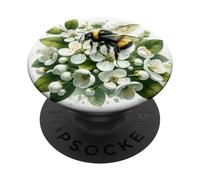 Bumblebee On Blossoming Garden Flowers Honey Nature Bee PopSockets Adhesive PopGrip