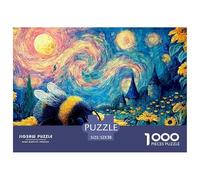 Bumblebee Sleeping on Sunflower 1000 Pcs Eco-friendly Paper Jigsaw Puzzles Sunflowers And Bee Stress Releasing Creative Game Jigsaws For Adults And Kids 52x38cm/1000pcs
